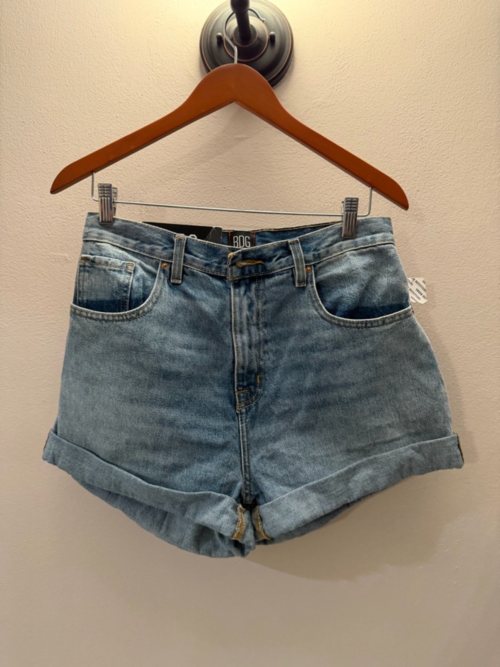 BDG Light Blue High-Rise Rolled Hem Denim Shorts size 29